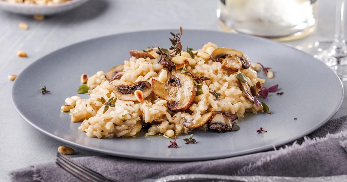 Sēņu risotto restorānā Čemodāns